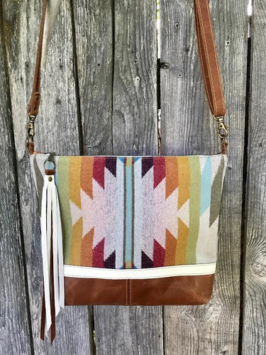 Desert Rainbow Deluxe - Handcrafted Leather and Wool Bag