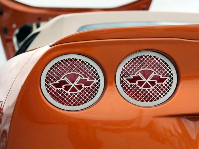 C6 Corvette American Car Craft Tail Light Louvers - Cross Flags