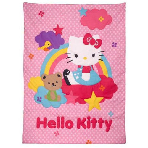 Crown Crafts Infant 4 Piece Toddler Bedding Set, Hello Kitty Stars and Rainbows