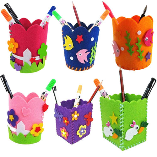 Cute Creative Handmade Pen Container DIY Pencil Holder Kids Craft Toy Kits