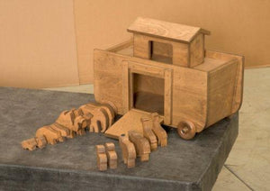 BIG NOAH'S ARK & ANIMALS Handcrafted Wood Bible Toy Set