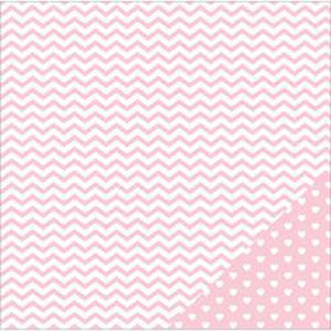 American Crafts Basics Double-Sided Cardstock 12"X12"-Light Pink Chevron