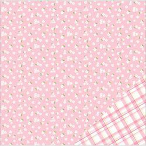 American Crafts Basics Double-Sided Cardstock 12"X12"-Light Pink W/White Flower