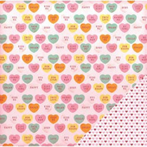 American Crafts Valentine Double-Sided Cardstock 12"X12"-Candy Hearts