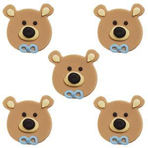 Anniversary House -5 Teddy Bear Heads Sugarcraft Toppers Blue