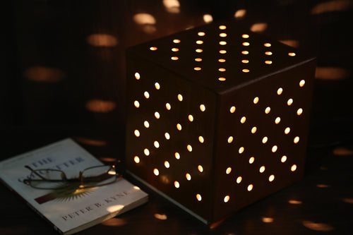 Creative Wooden Orange Dice Lamp