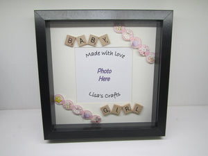 Beautiful handcrafted scrabble baby girl picture