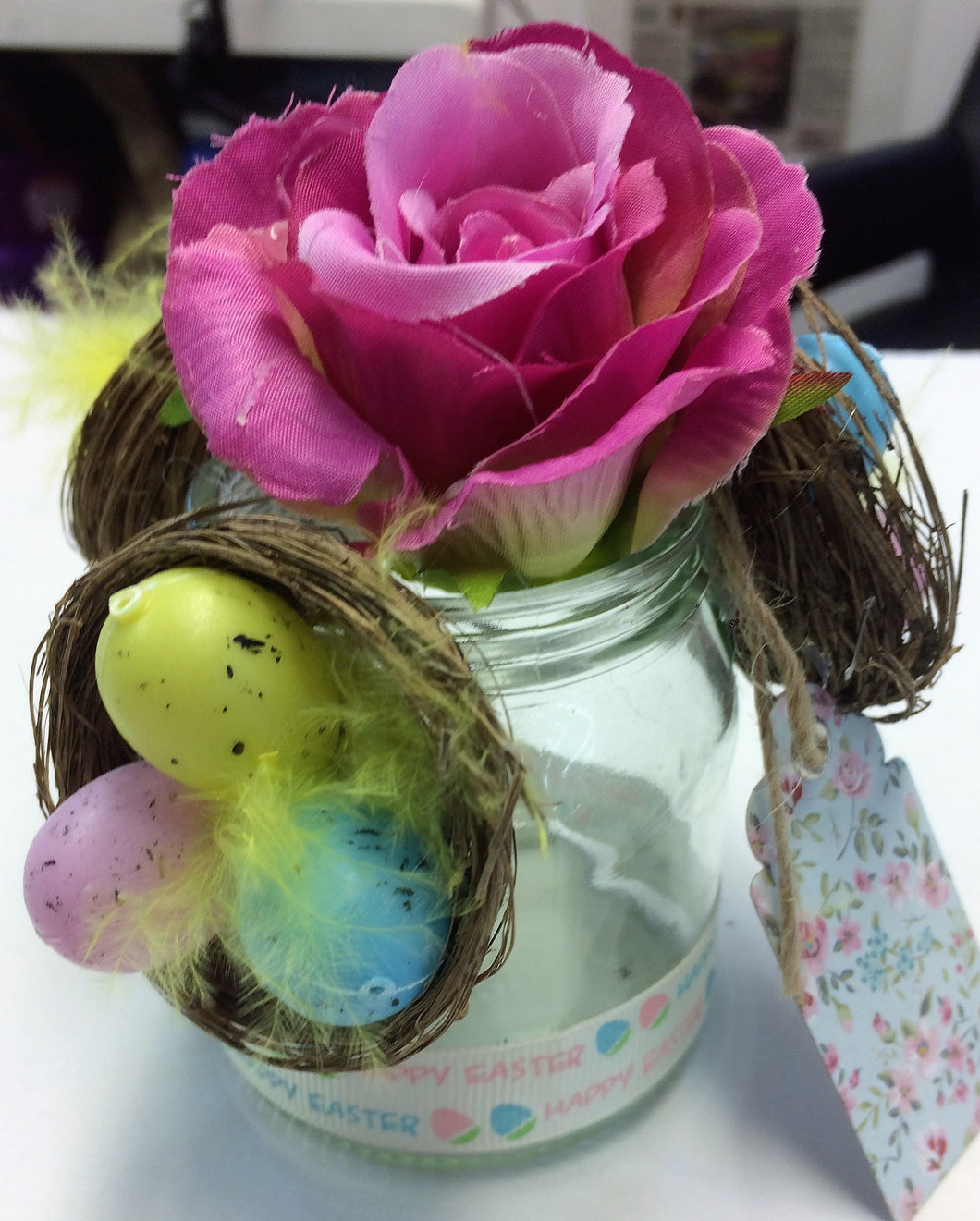 Beautiful handcrafted Easter rose complete with egg nests