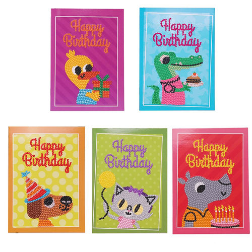 Cute DIY Happy Birthday Greeting Cards Diamond Painting Craft