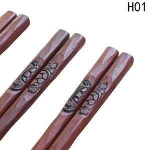 Chopsticks - 2pcs/lot  Visual Touch Solid Wood Carving Craft
