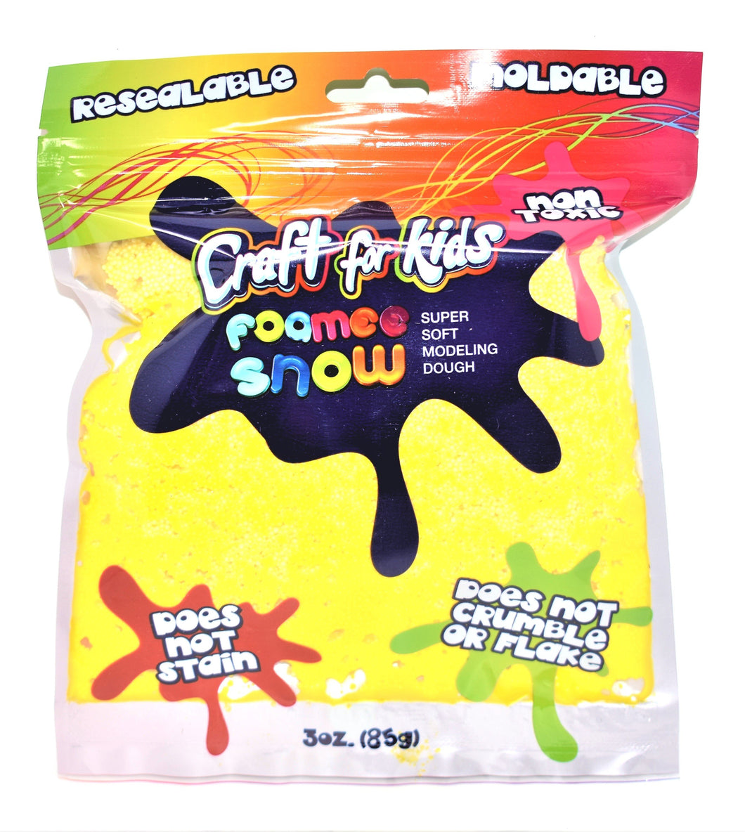 Craft For Kids Foamee Snow Super Soft Modeling Dough, Yellow Color, 3 oz.