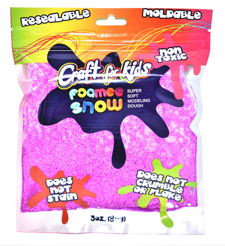 Craft For Kids Foamee Snow Super Soft Modeling Dough, Neon Purple Color, 3 oz.