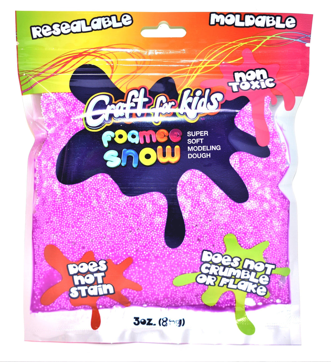 Craft For Kids Foamee Snow Super Soft Modeling Dough, Neon Purple Color, 3 oz.