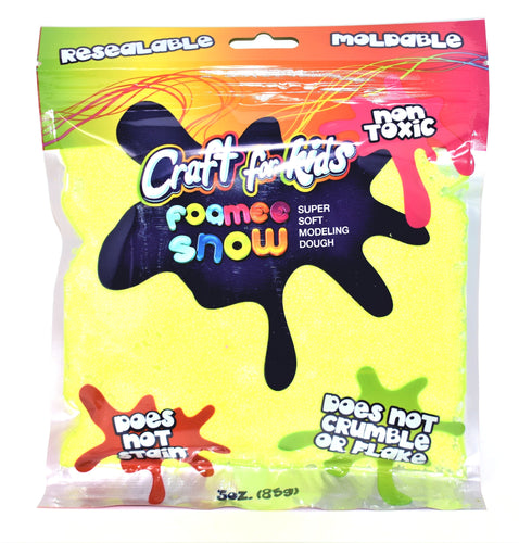 Craft For Kids Foamee Snow Super Soft Modeling Dough, Neon Yellow Color, 3 oz.