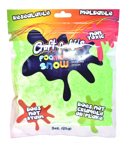 Craft For Kids Foamee Snow Super Soft Modeling Dough, Neon Green Color, 3 oz.