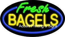 Fresh Bagels Flashing Handcrafted Real GlassTube Neon Sign