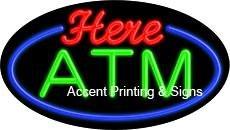 ATM Here Flashing Handcrafted Real GlassTube Neon Sign