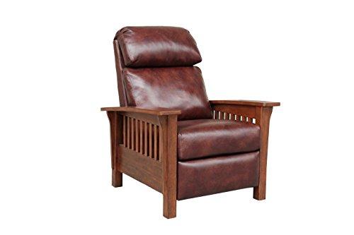 BarcaLounger Mission 7-3323 (Craftsman) All Leather Push Back Manual Recliner Chair - 5702-87 Wenlock Fudge All Leather