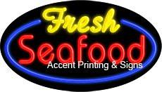 Fresh Seafood Flashing Handcrafted Real GlassTube Neon Sign