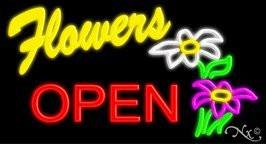 Flowers Open Handcrafted Real GlassTube Neon Sign