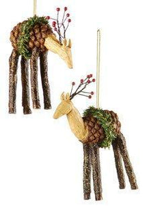 Giftcraft Natural Reindeer Ornaments - Set of 2