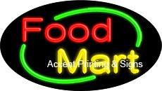 Food Mart Flashing Handcrafted Real GlassTube Neon Sign