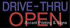 Drive-Thru Open Handcrafted Real GlassTube Neon Sign