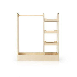 Results guidecraft see and store dress up center natural armoire for kids with mirror shelves clothes rack and shoe storage dresser with bottom tray toddlers room furniture