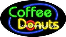 Coffee Donuts Flashing Handcrafted Real GlassTube Neon Sign