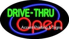 Drive-Thru Open Flashing Handcrafted Real GlassTube Neon Sign