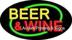 Beer & Wine Flashing Handcrafted Real GlassTube Neon Sign
