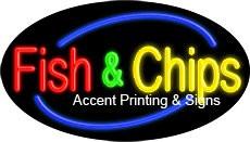 Fish & Chips Flashing Handcrafted Real GlassTube Neon Sign