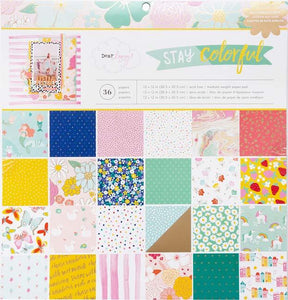 American Crafts Single-Sided Paper Pad 12"X12" 36/Pkg-Dear Lizzy Stay Colorful W/Copper Foil