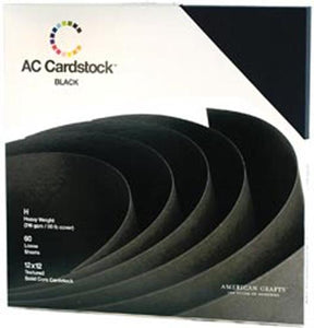 American Crafts Cardstock Pack 12"X12" 60/Pkg-Black