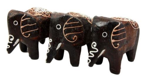 Balinese Wood Handicrafts Jungle Tribal Elephant Miniature Figurines Set 2