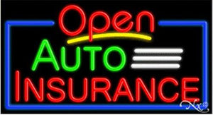 Auto Insurance Open Handcrafted Energy Efficient Glasstube Neon Signs