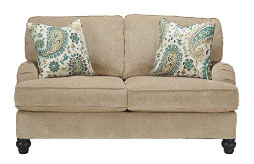 Benchcraft - Lochian Casual Loveseat - Two Accent Pillows Included - Bisque Beige