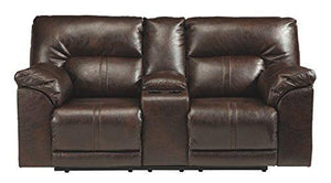 Benchcraft 4730194 Barrettsville Reclining Loveseat with Console, Chocolate