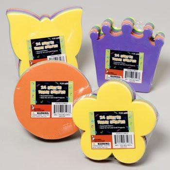 FOAM CRAFT SHAPES 4ASST 24PK 6ASST COLORS IN 24PC PDQ, Case Pack of 24