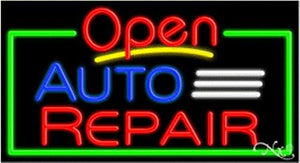 Auto Repair Open Handcrafted Energy Efficient Glasstube Neon Signs