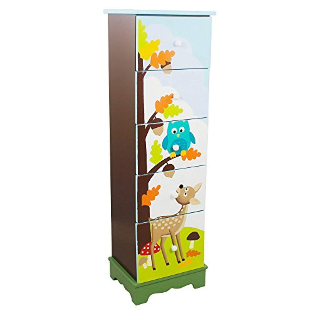 Fantasy Fields - Enchanted Woodland Thematic 5 Drawer Wooden Cabinet for Kids Storage | Imagination Inspiring  Hand Crafted & Painted Details | Non-Toxic, Lead Free Water-based Paint