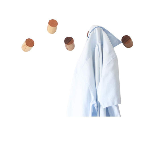 Felidio Natural Wooden Coat Hooks Wall Mounted Vintage Single Organizer Hangers, Handmade Craft Hat Rack, (Black Walnut, Pack of 2)