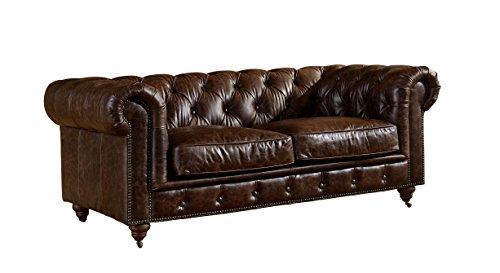 Crafters and Weavers Top Grain Vintage Leather Chesterfield Love Seat