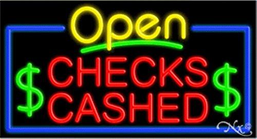 Checks Cashed Open Handcrafted Energy Efficient Glasstube Neon Signs
