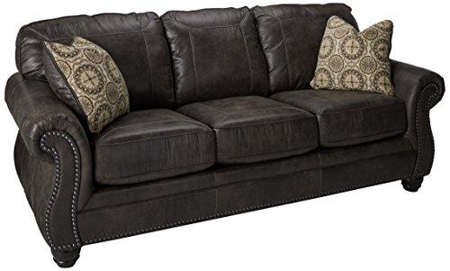 Benchcraft - Breville Traditional Sofa Sleeper - Queen Size Mattress and Throw Pillows Included - Charcoal