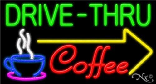 Drive-Thru Coffee Handcrafted Energy Efficient Real Glasstube Neon Sign