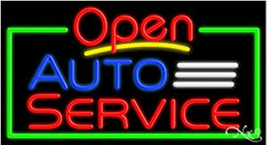Auto Service Open Handcrafted Energy Efficient Glasstube Neon Signs