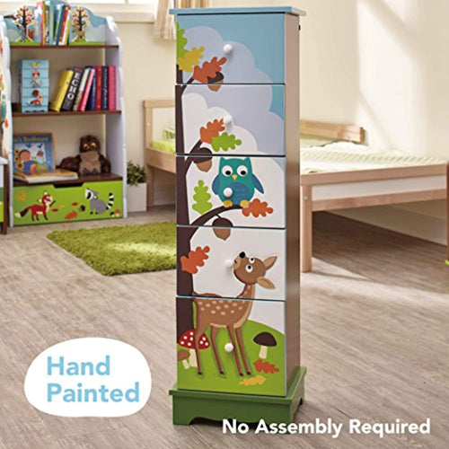 Fantasy Fields - Enchanted Woodland Thematic 5 Drawer Wooden Cabinet for Kids Storage | Imagination Inspiring  Hand Crafted & Painted Details | Non-Toxic, Lead Free Water-based Paint