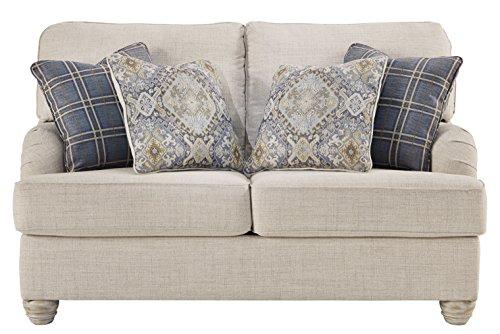 Benchcraft - Traemore Casual Upholstered Loveseat with Recessed Arms - Linen