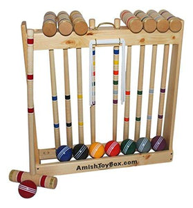 Amish-Crafted Deluxe Wooden Croquet Game Set, 8 Player (32" Handles)